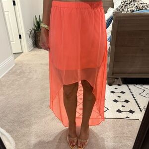 Express Vibrant Hi low Orange Skirt